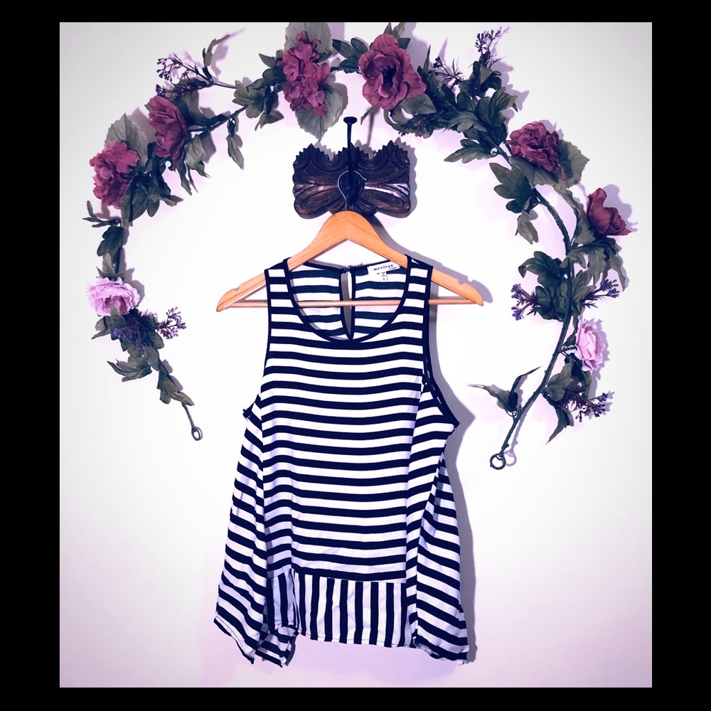 Monteau | Striped Peplum Top